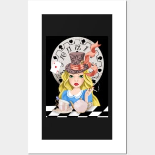 Alice smoking tea party Posters and Art